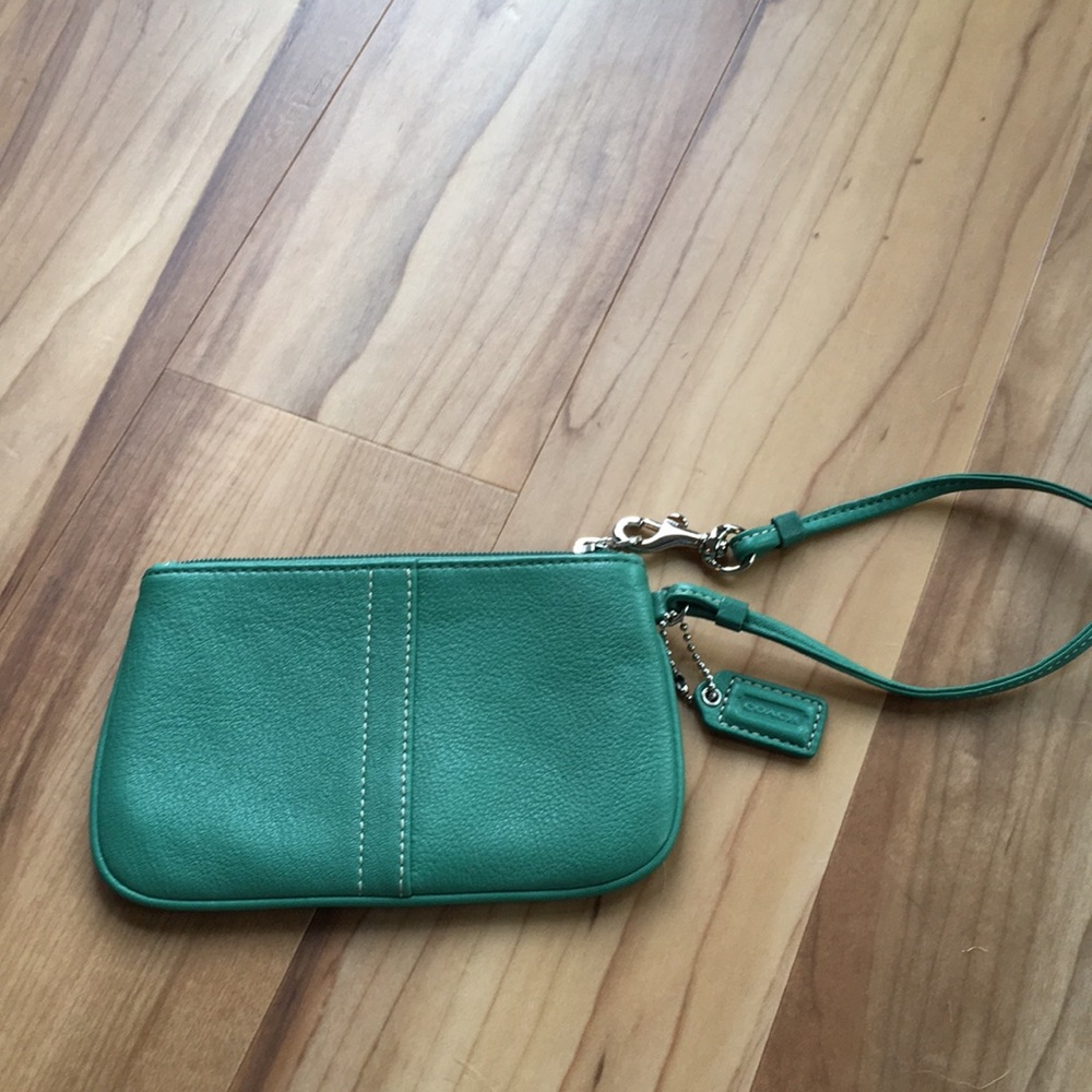 Spring green Coach wristlet